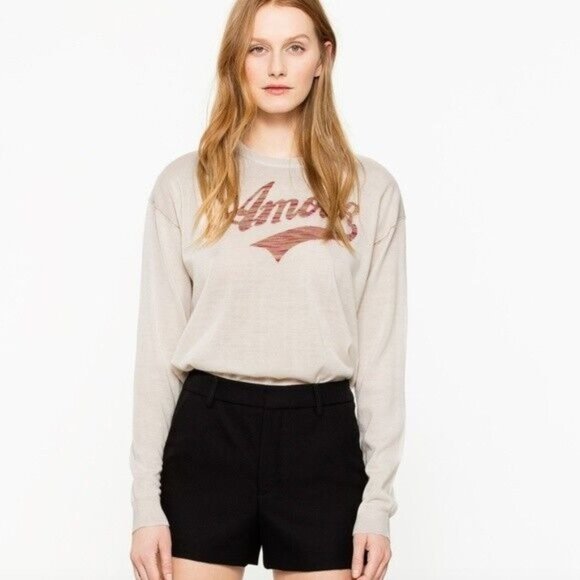ZADIG‎ & VOLTAIRE $368 Amour Extra Fine Merino Wool Sweater Ivory Size XS - Picture 1 of 9